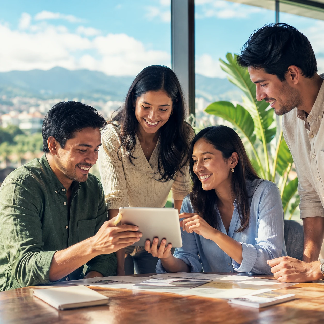 Equipo colaborando en un proyecto de expansión