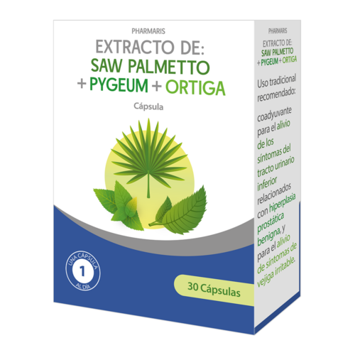 PHARMARIS EXTRACTO DE: SAW PALMETTO + PYGEUM + ORTIGA  <i class="gris">cápsulas</i>